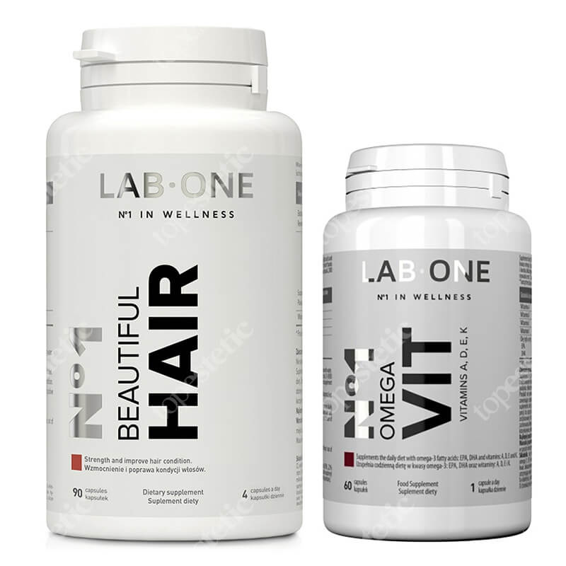 Lab One Kuracja Na Piękną Skórę I Włosy ZESTAW Witaminy i kwasy tłuszczowe Omega-3 60 kaps. + Suplement diety 90 kaps.