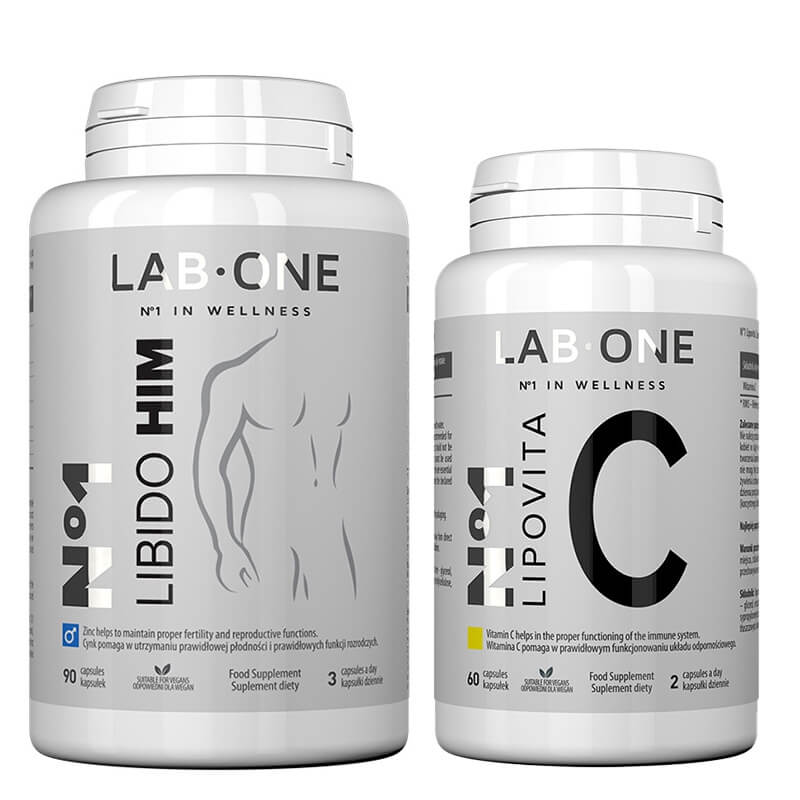 Lab One N°1 Lipovita C + N°1 Libido Him ZESTAW Witamina C liposomalna 60 kaps + Suplement diety 90 kaps.