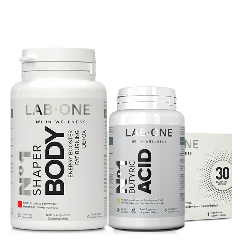 Lab One N°1 Shaper Body + N°1 ProBiotic + N°1 Butyric Acid ZESTAW Suplement diety 90 kaps. + ProBiotic suplement diety 30 kaps. + Suplement diety 60 kaps