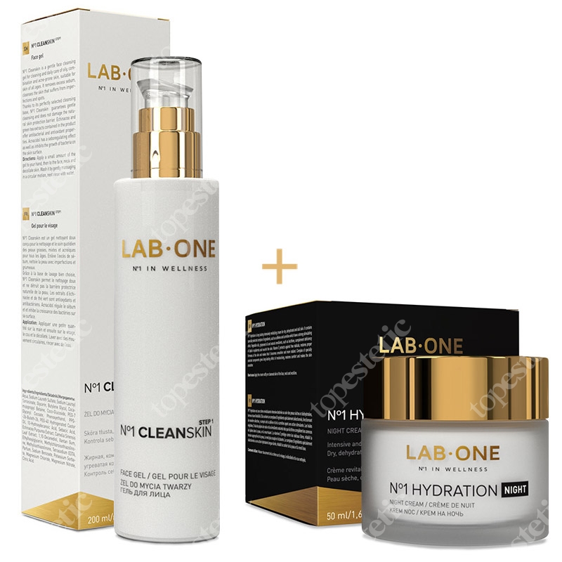 Lab One No1 Cleanskin step 1 + No1 Hydration Night ZESTAW Żel do mycia twarzy 200 ml + Krem nawilżający na noc 50 ml