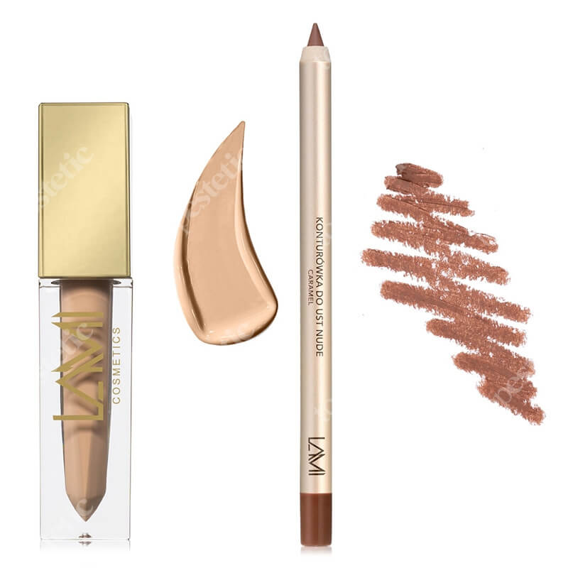 Lami Cosmetics Lip Kit VI ZESTAW Pomadka - Caramel Delight (03) 5 g + Konturówka (kolor Caramel) 1 szt.