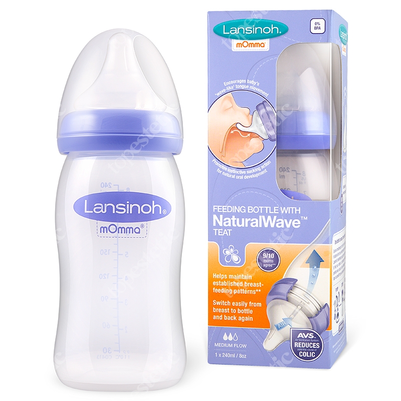 Lansinoh Feeding Bottle With Natural Wave Teat Butelka ze smoczkiem 240 ml