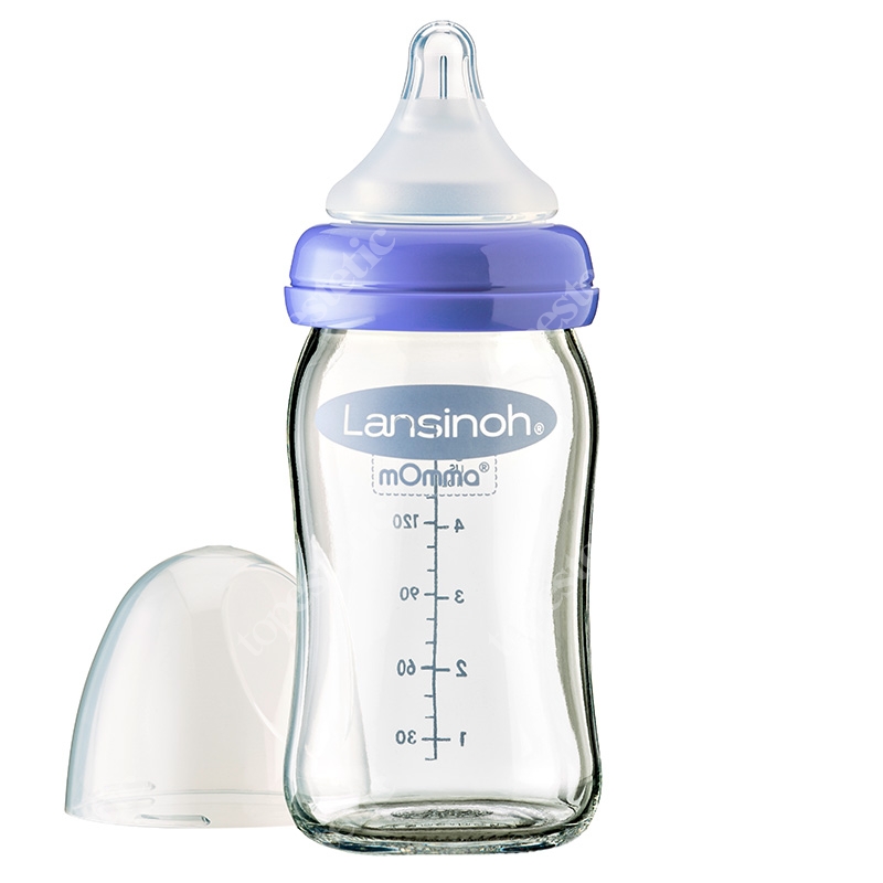 Lansinoh Glass Feeding Bottle with NaturalWave Teat Szklana Butelka Lansinoh mOmma ze smoczkiem Natural Wave 160 ml