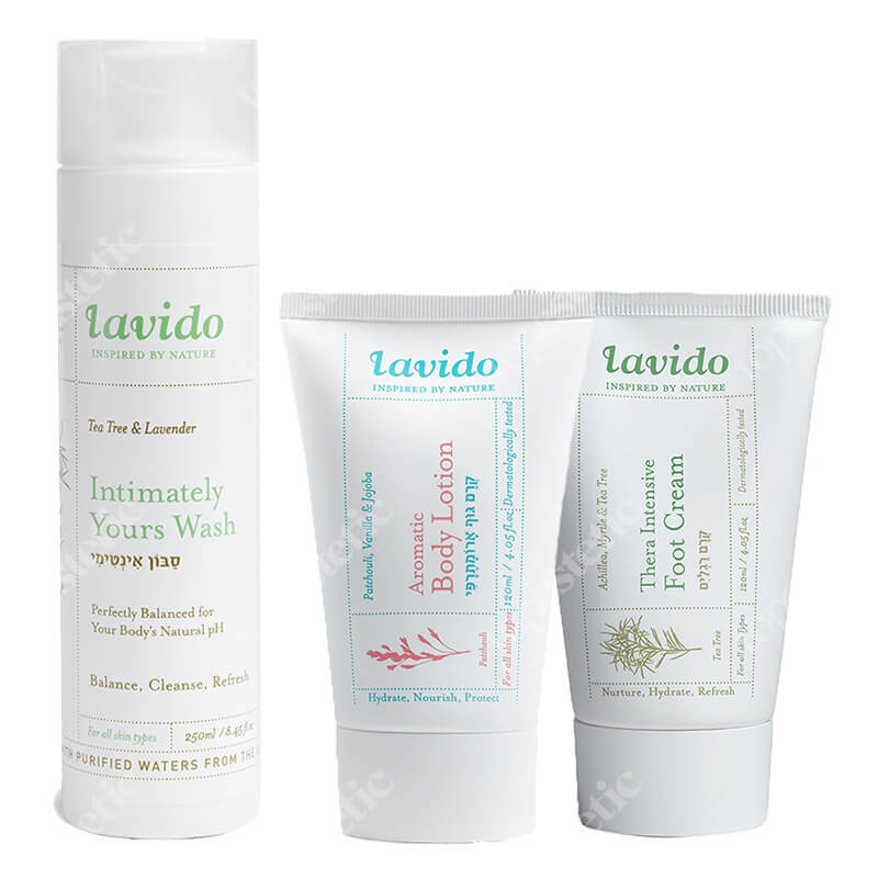 Lavido Body Concept ZESTAW Żel do higieny intymnej 250 ml + Balsam do ciała 120 ml + Krem do pielęgnacji stóp 120 ml