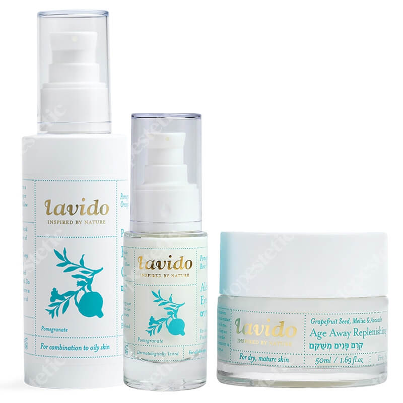 Lavido Facial Cleanser + Age Away Cream + Eye Cream ZESTAW Żel do mycia twarzy 100 ml + Krem odmładzający 50 ml + Krem na okolice oczu 30 ml