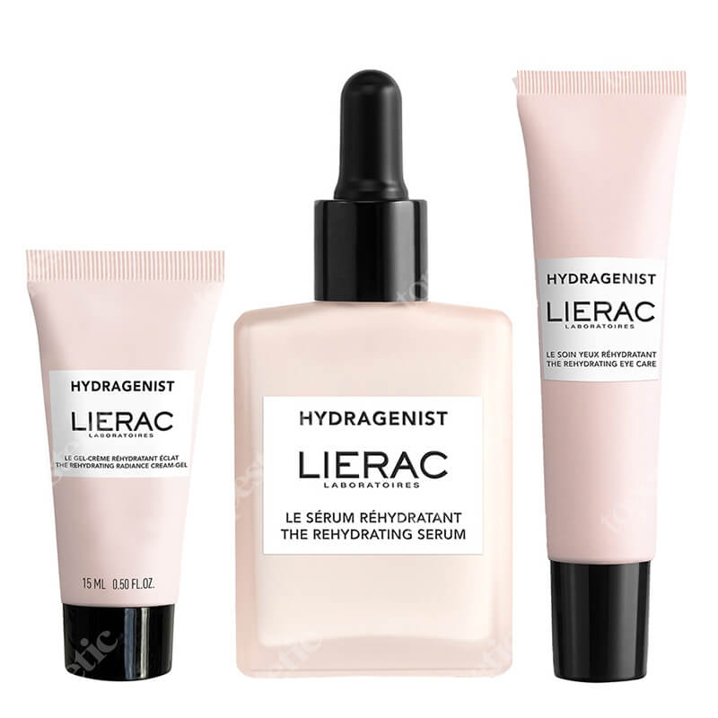 Lierac Hydragenist Ideal Skin ZESTAW Krem na okolice oczu 15 ml + Serum nawilżające 30 ml + Krem-żel rozświetlający 15 ml