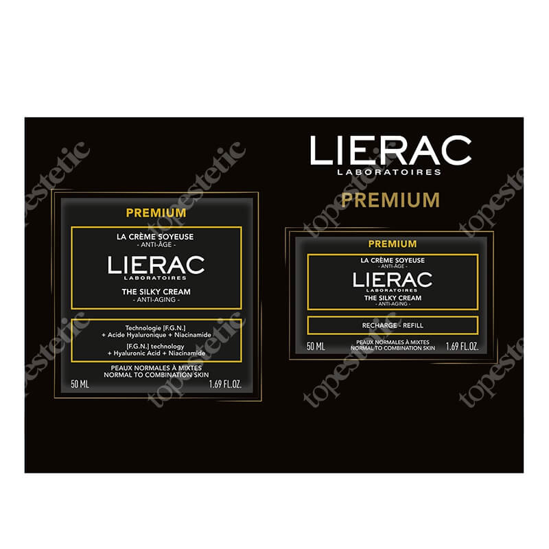 Lierac Premium The Silky Set ZESTAW Jedwabisty krem przeciwzmarszczkowy 50 ml + Jedwabisty krem przeciwzmarszczkowy (wkład) 50 ml