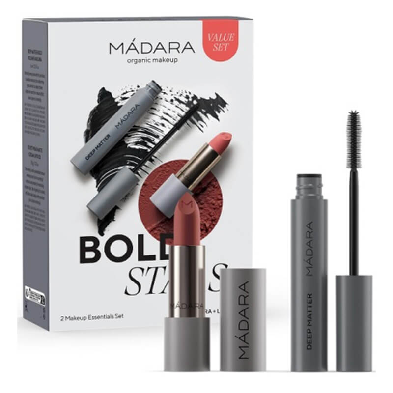 Madara Bold Stars ZESTAW Kremowa pomadka matująca (kolor 32 Warm Nude) 3,8 g + Mascara wyrazista objętość 6 ml