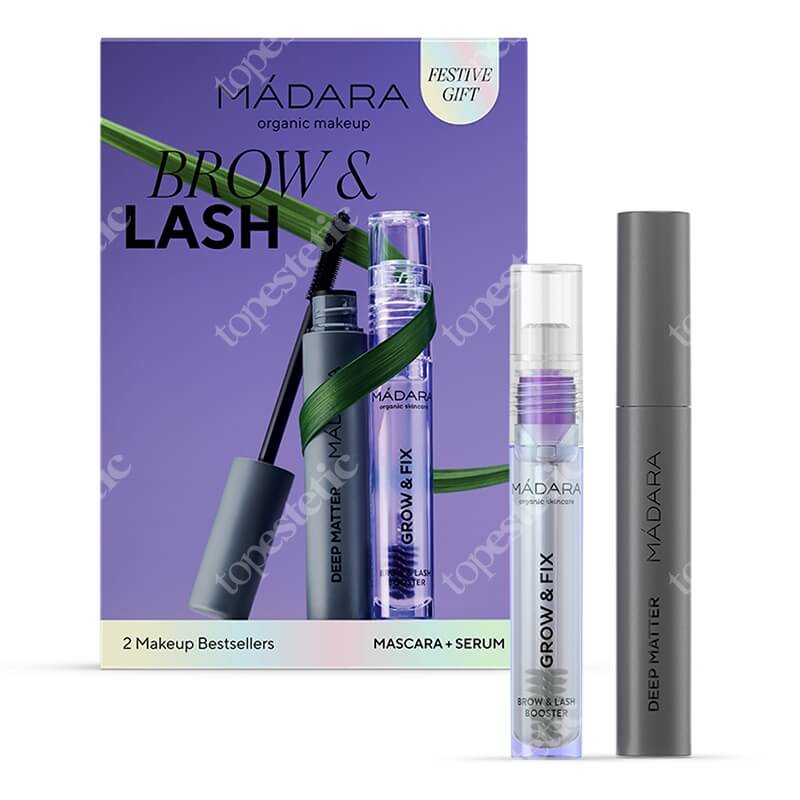 Madara Brow and Lash Duo ZESTAW Mascara wyrazista objętość 6 ml + Bezbarwne serum do brwi i rzęs 4,25 ml