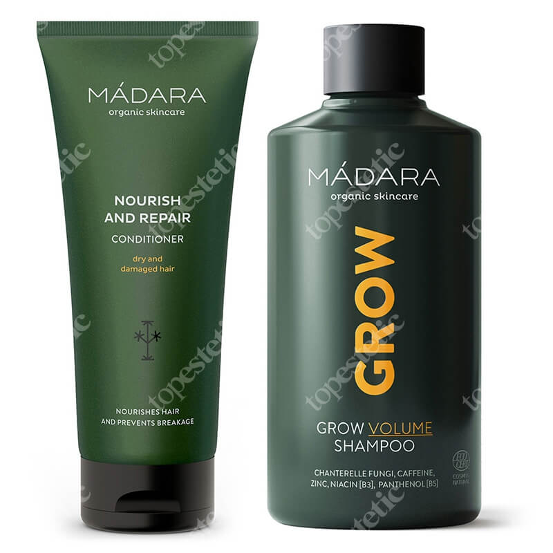Madara Nourish and Repair Conditioner + Grow Volume Shampoo ZESTAW Odżywka wzmocnienie i naprawa 200 ml + Szampon 250 ml