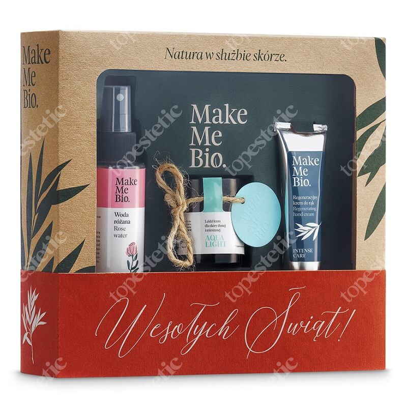 Make Me Bio Aqua Light 2019 ZESTAW Hydrolat z róży damasceńskiej 100 ml + Lekki krem dla skóry tłustej i mieszanej 60 ml + Regeneracyjny krem do rąk 30 ml