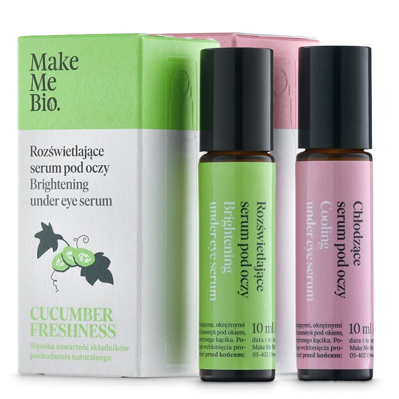 Make Me Bio Garden Roses Roller + Cucumber Freshness Roller ZESTAW Chłodzące serum pod oczy - roller 10 ml + Rozświetlające serum pod oczy - roller 10 ml