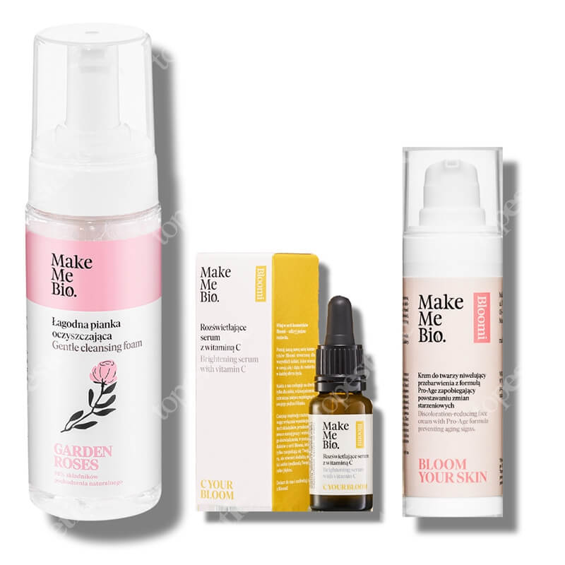 Make Me Bio Redukcja Przebarwień ZESTAW Łagodna pianka oczyszczająca 160 ml + Rozświetlające serum z witaminą C 15 ml + Krem do twarzy niwelujący przebarwienia 30 ml