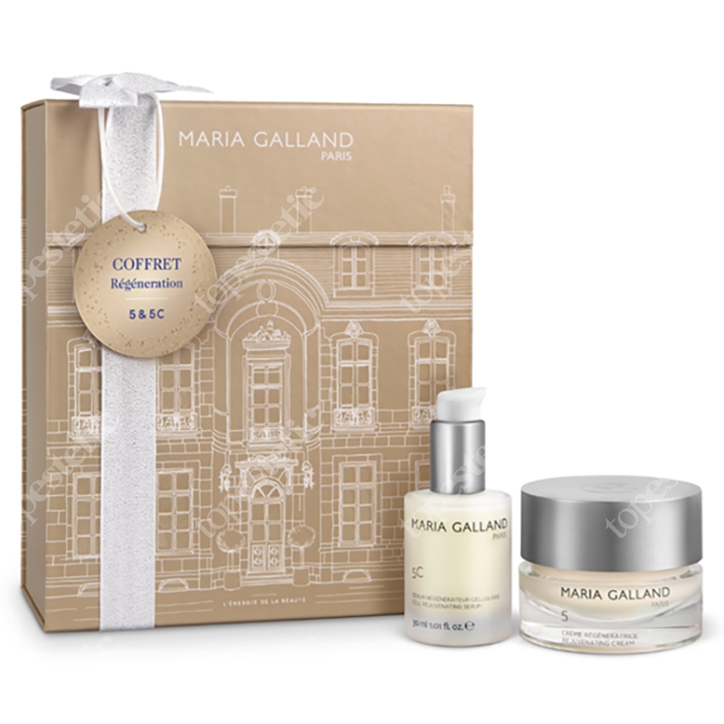 Maria Galland Coffret Regenration 2019 ZESTAW Krem regenerujący 50 ml + Serum z komórkami macierzystymi 30 ml + Szpatułka 1 szt