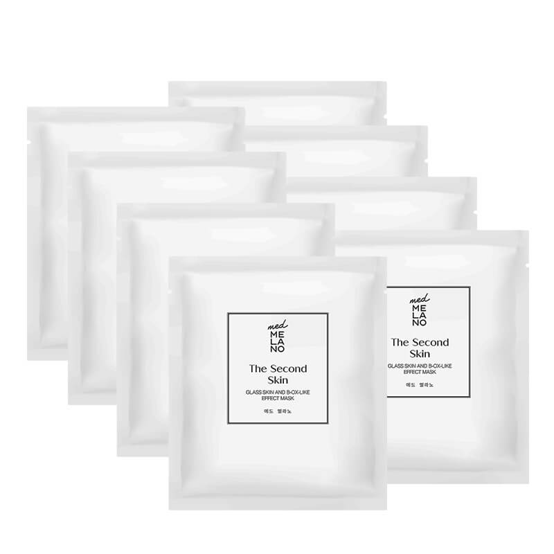 MedMelano The Second Skin Glass Skin and B-OX-LIKE Effekt Mask x 8 ZESTAW Maska dająca efekt drugiej skóry 34 g x 8