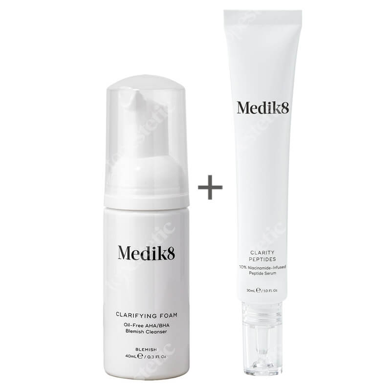 Medik8 Clarity Peptides + Clarifying Foam ZESTAW Serum peptydowe z niacynamidem 30 ml + Bezolejowa pianka oczyszczająca z kwasami AHA/BHA 40 ml