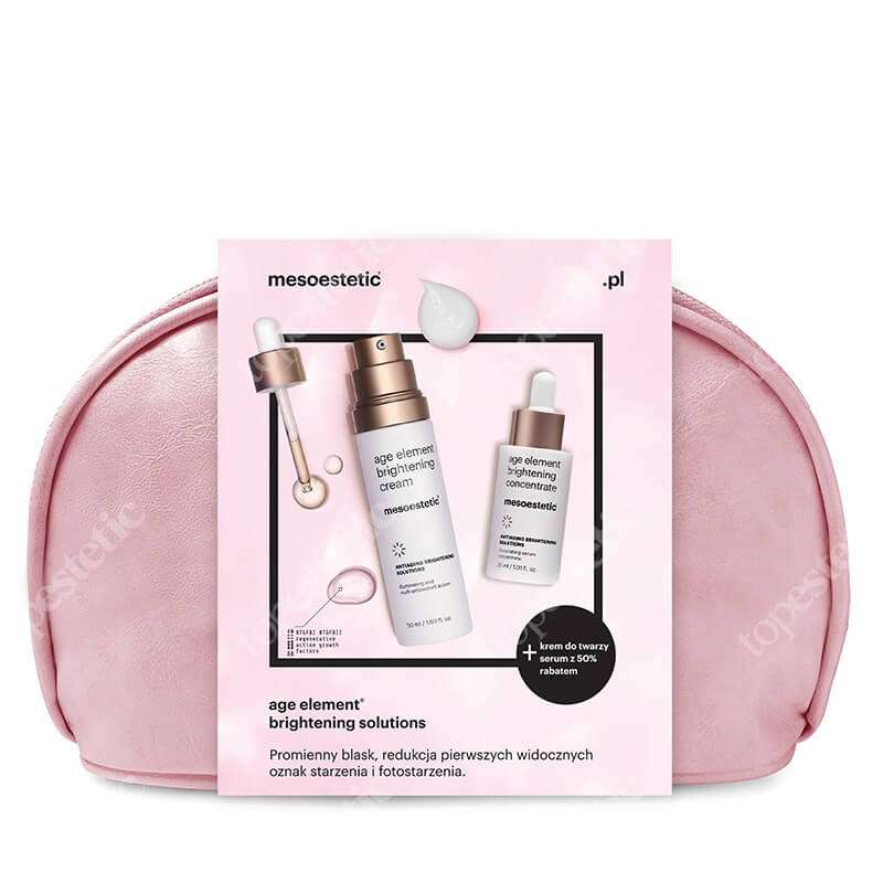 Mesoestetic Age Element Brightening Set ZESTAW Krem odnawiająco - rozjaśniający 50 ml + Koncentrat rozświetlający 30 ml + Kosmetyczka 1 szt