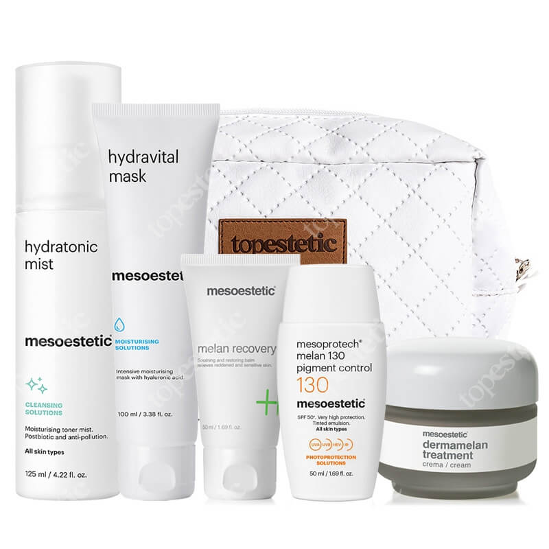 Mesoestetic Dermamelan Set ZESTAW Tonik 125 ml + Maska odżywczo nawilżająca 100 ml + Krem na przebarwienia 30 g + Krem natłuszczający 50 ml + Fluid SPF50+ 50 ml