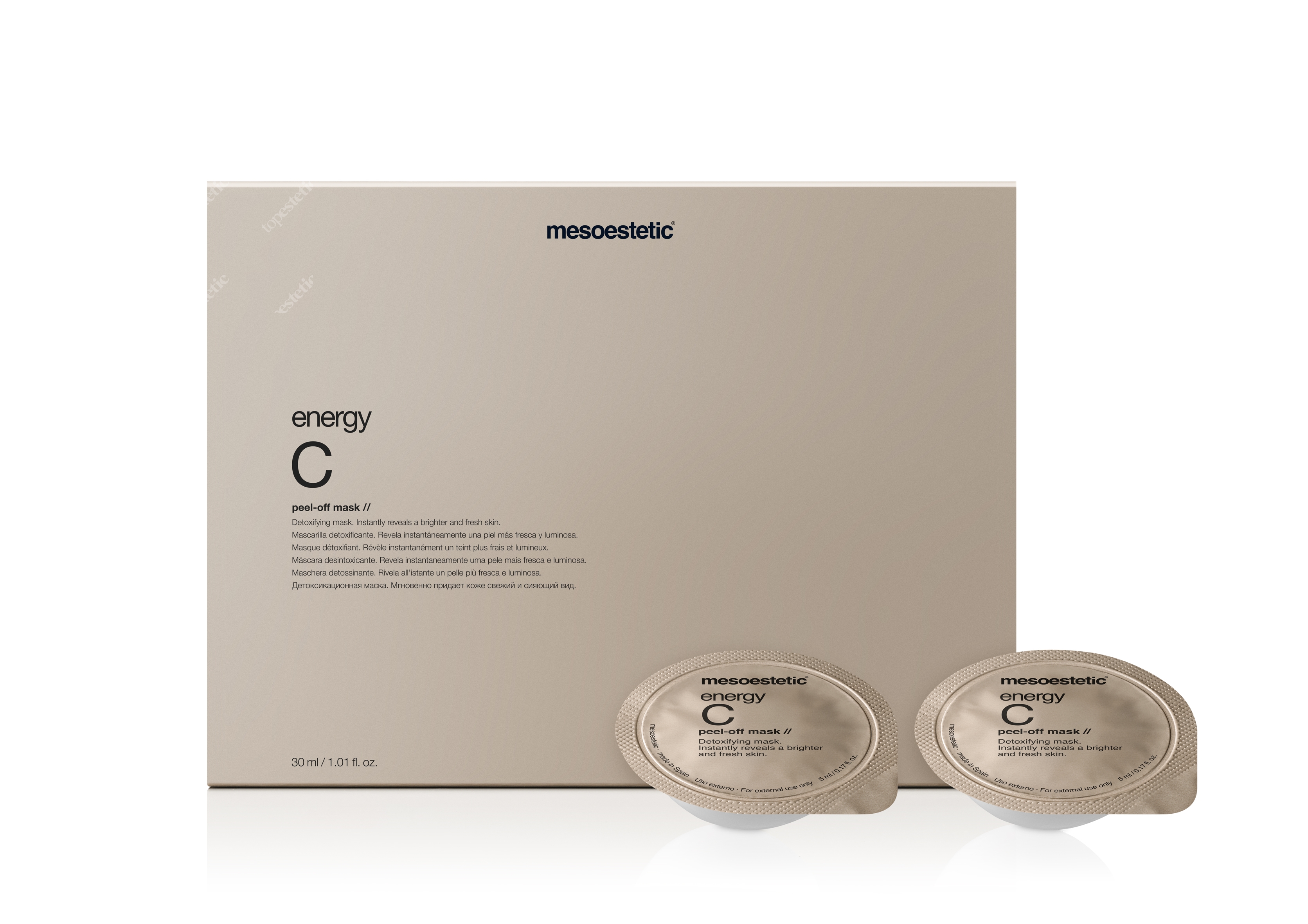 Mesoestetic Energy C Peel Off Mask Maska rozświetlająca 6 x 5 ml
