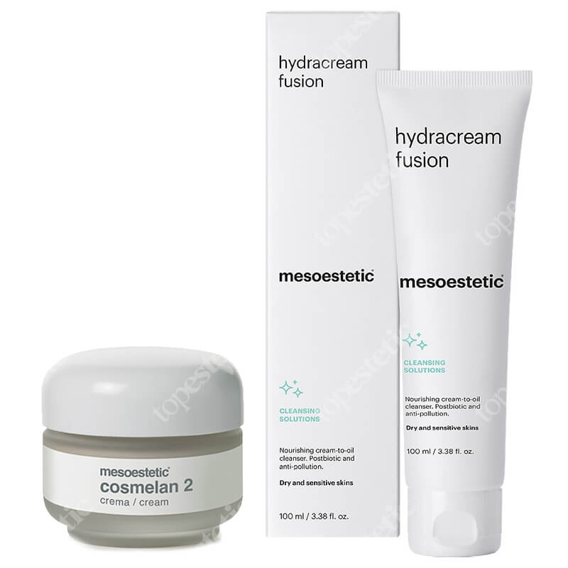 Mesoestetic Hydracream Fusion + Cosmelan 2 ZESTAW Równoważący i przeciwdziałający zanieczyszczeniom krem - olejek do mycia twarzy 100 ml + Krem na przebarwienia 30 g