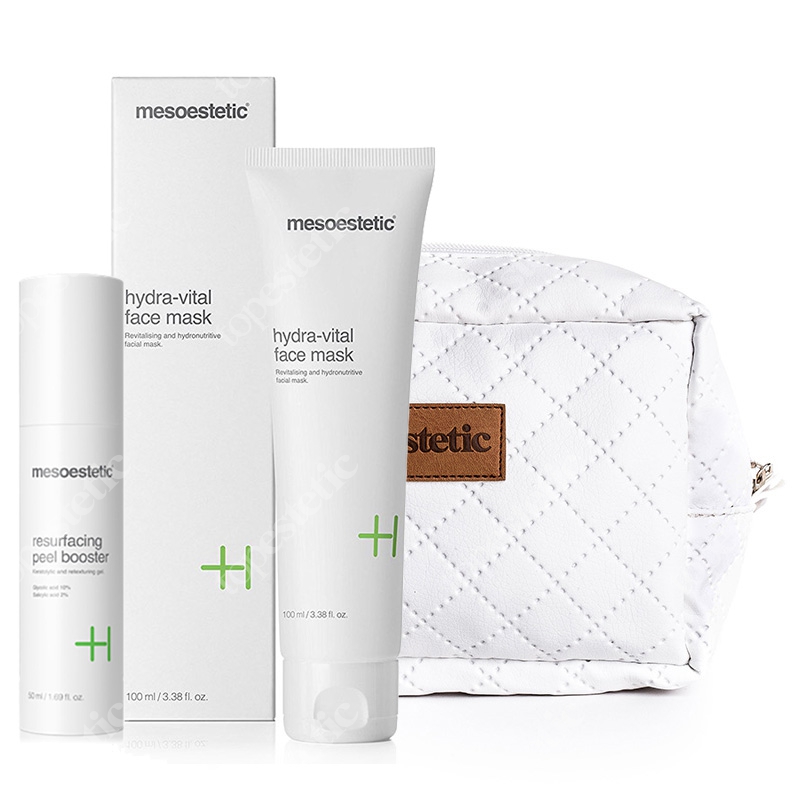 Mesoestetic Peel Booster + Vital Face Mask ZESTAW Peeling zmniejszający blizny 50 ml + Maska odżywczo-nawilżająca 100 ml + Kosmetyczka 1 szt.