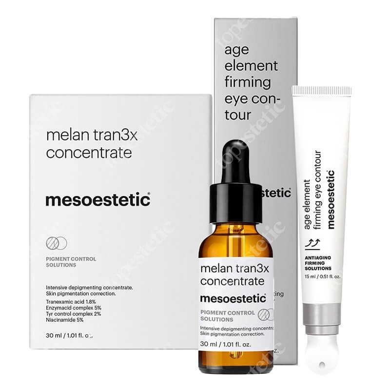 Mesoestetic Pielęgnacja Depigmentująco - Przeciwzmaszczkowa ZESTAW Intensywny koncentrat o działaniu depigmentującym na noc 30 ml + Krem na okolice oczu 15 ml