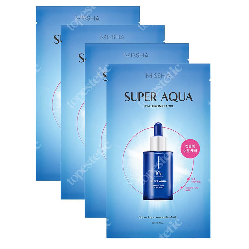 Missha Missha Super Aqua Ampoule Mask x 4 ZESTAW Maska w płachcie 28 g x 4