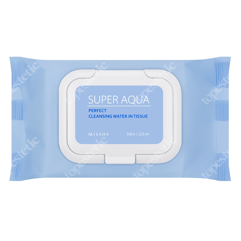 Missha Super Aqua Perfect Cleansing Water In Tissue Delikatne chusteczki do demakijażu 30 szt