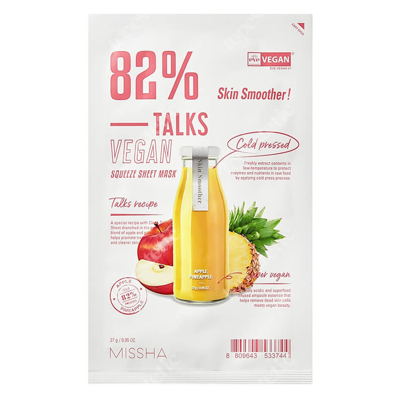 Missha Talks Vegan Squeeze Sheet Mask Skin Smoother Złuszczająca maseczka w płachcie 27 g