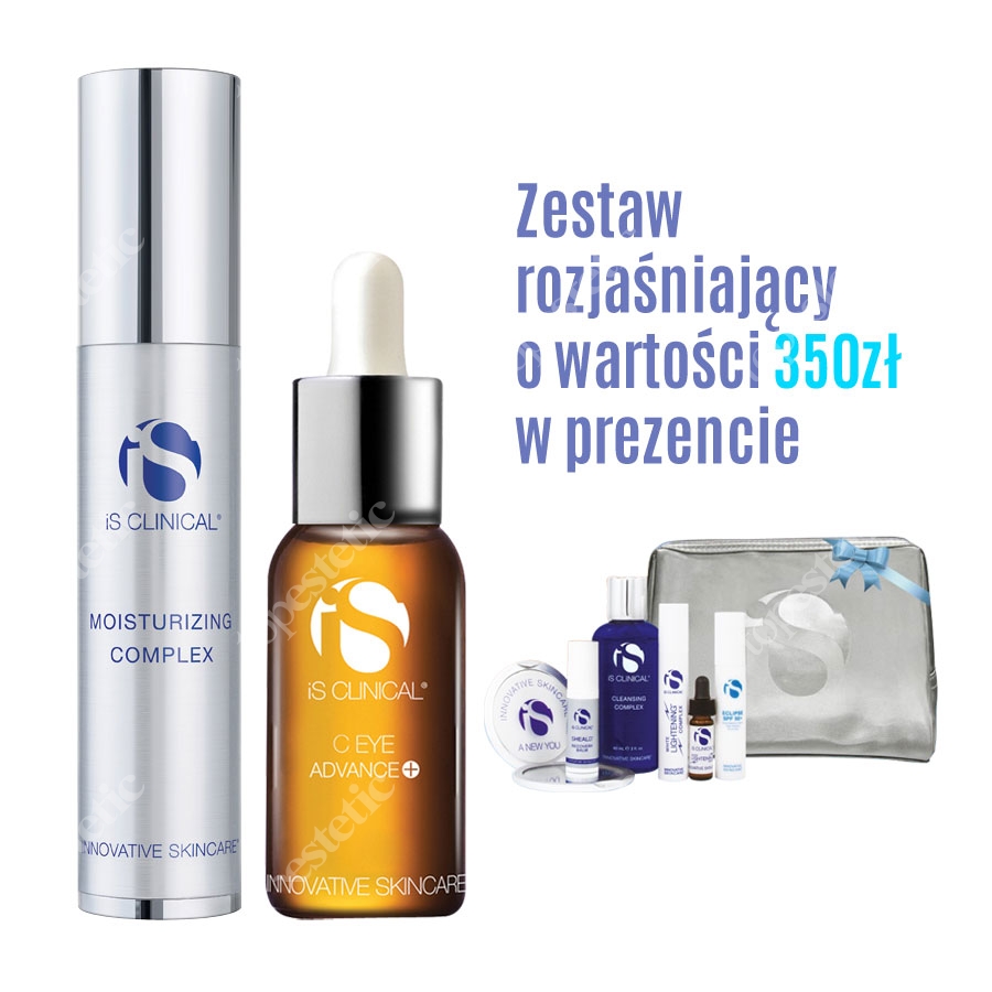 iS Clinical Moisturizing Complex + C-Eye Serum Advance+ Krem nawilżający, Serum pod oczy + zestaw PROMIENNA SKÓRA i Voucher 10% RABATU 50ml, 15ml