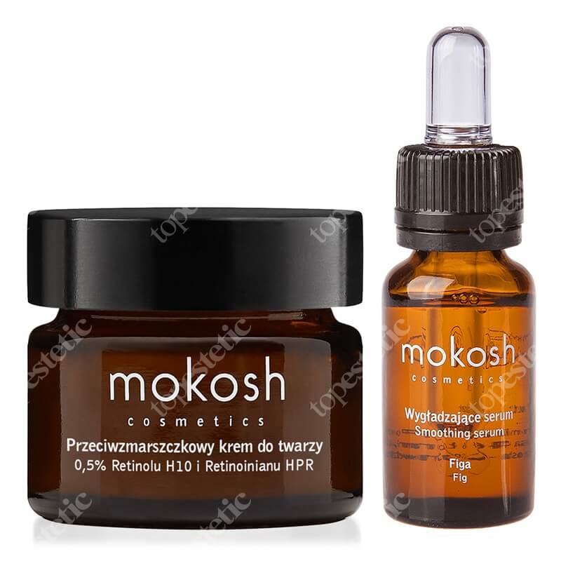 Mokosh Anti Aging and Smoothing Set ZESTAW Przeciwzmarszczkowy krem do twarzy 0,5% Retinolu H10 i Retinoinianu HPR 15 ml + Wygładzające serum do twarzy 12 ml