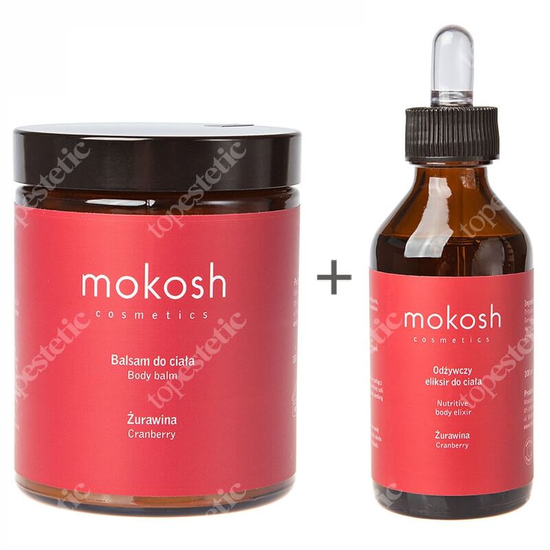 Mokosh Body Balm Cranberry + Nutritive Body Elixir Cranberry ZESTAW Balsam do ciała żurawina 180 ml + Odżywczy eliksir do ciała - Żurawina 100 ml
