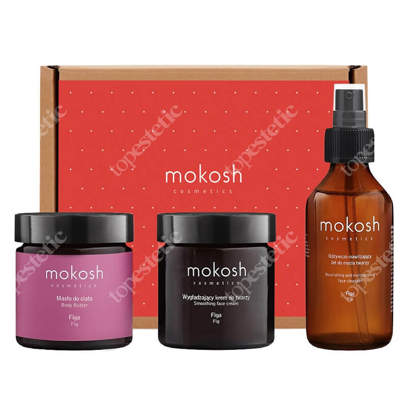Mokosh Figowa Przyjemność ZESTAW Wygładzający krem do twarzy Figa 60 ml + Masło co ciała figa 60 ml + Odżywczo - nawilżający żel do mycia twarzy Figa 100 ml