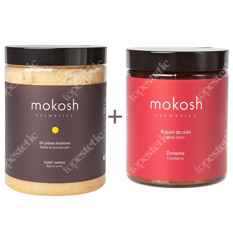 Mokosh Iodine & Bromine Salt + Body Balm Cranberry ZESTAW Sól jodowo bromowa 1,2 kg + Balsam do ciała 180 ml