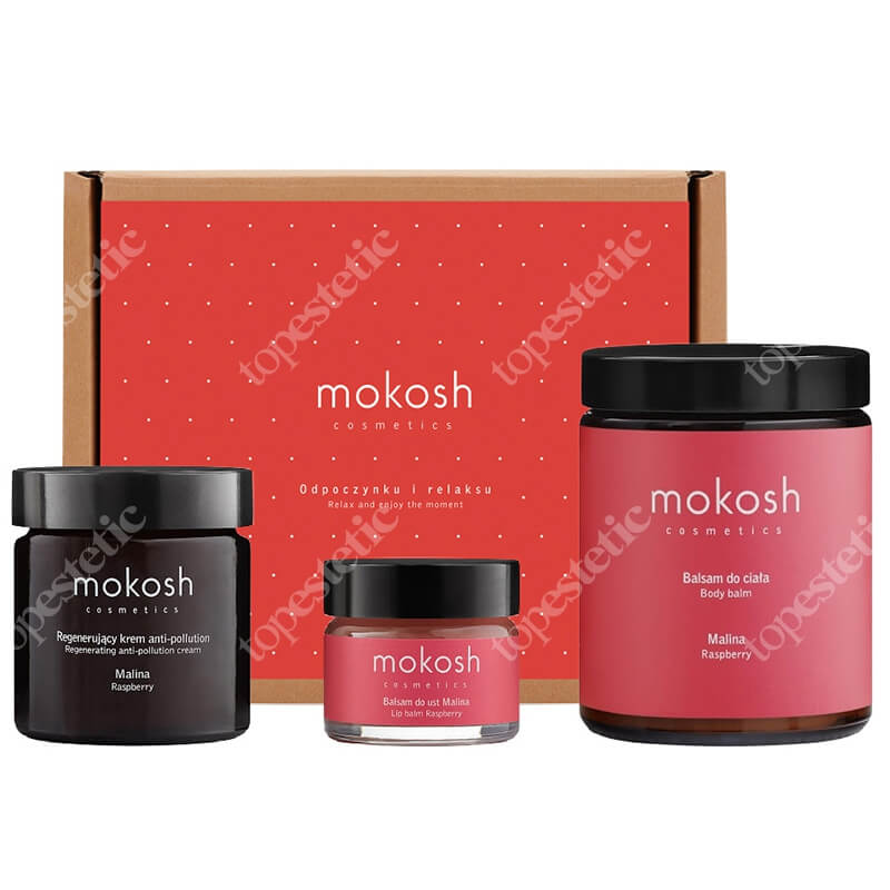 Mokosh Malinowa Rozkosz ZESTAW Regenerujący krem do twarzy - malina 60 ml + Balsam do ciała malina 180 ml + Balsam do ust malina 15 ml