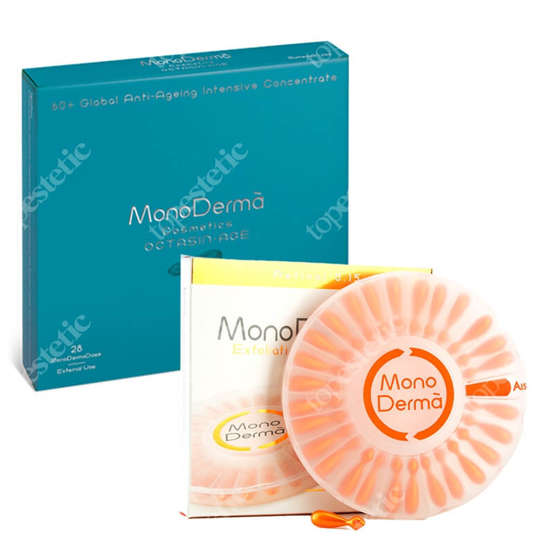 MonoDerma Anti Wrinkle Set ZESTAW Serum przeciwstarzeniowe 28 kaps. + Zawiera czystą witaminę A (retinol) w stężeniu 0,15% - 28 kaps.