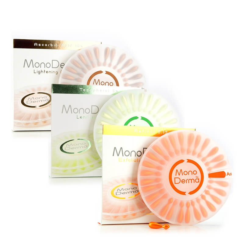 MonoDerma Vitamin Skin ZESTAW Zawiera czystą witaminę A 28 kaps. + Zawiera czystą witaminę E 28 kaps. + Zawiera czystą witaminę C 28 kaps.