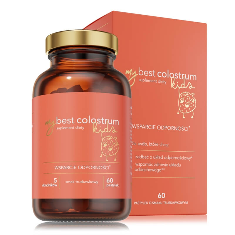 MyBestPharm MyBestColostrum KIDS Wsparcie odporności u dzieci w pastylkach - truskawka 60 szt