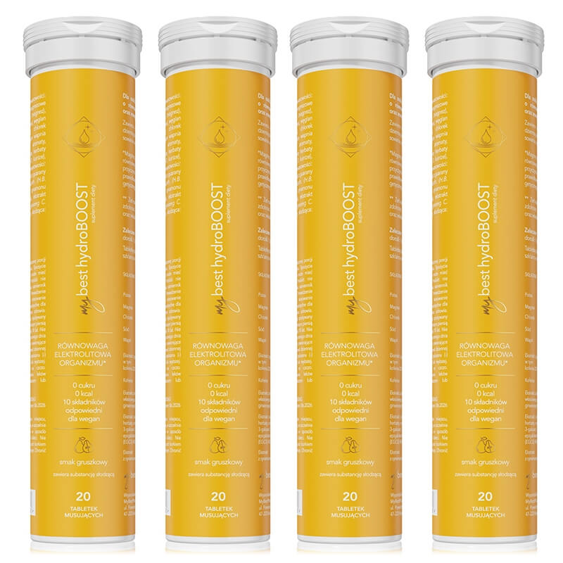 MyBestPharm MyBestHydroBOOST x 4 ZESTAW Wysoki poziom energii i nawodnienia - gruszka 1 szt x 4