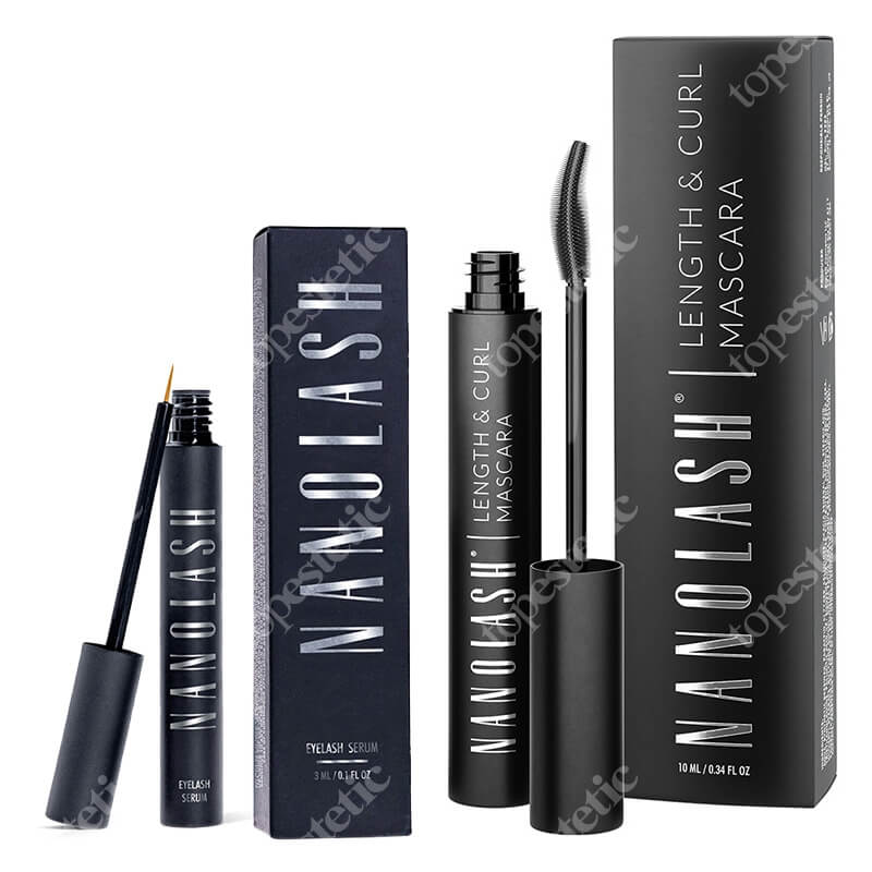 Nanolash Serum + Curl Mascara ZESTAW Odżywka do rzęs 3 ml + Tusz do rzęs wydłużający i podkręcający 10 ml (czarny)