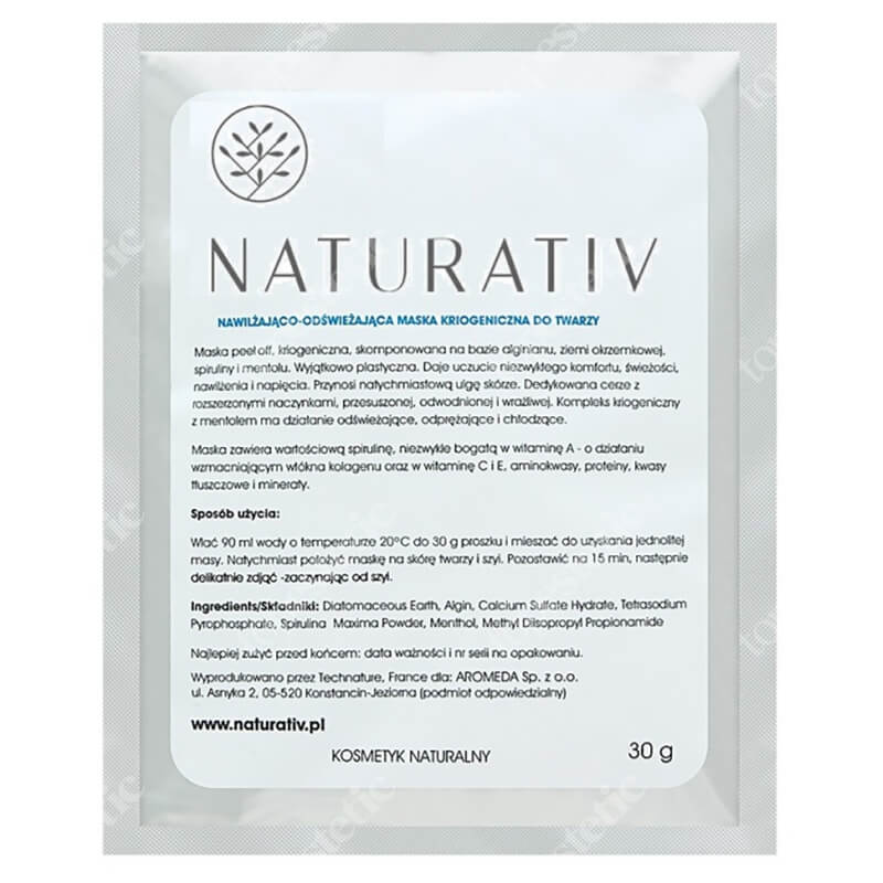 Naturativ Cryogenic Face Mask Nawilżająco odświeżająca maska kriogeniczna 30 g
