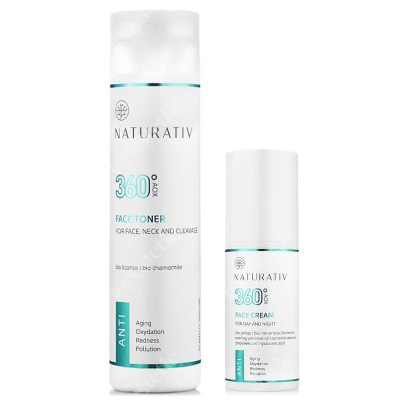 Naturativ Day and Night 360 AOX Set ZESTAW Krem do twarzy 100 ml + Tonik 250 ml
