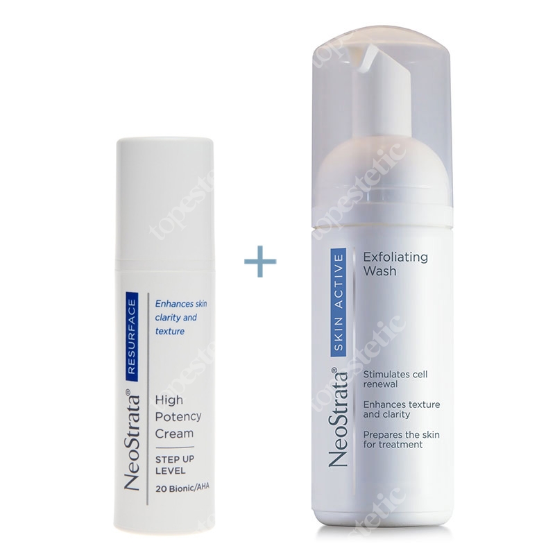NeoStrata High Potency Cream + Skin Active Exfoliating Wash ZESTAW Intensywny krem przeciwzmarszczkowy do skóry dojrzałej i suchej 30 g + Złuszczająca pianka do mycia twarzy 125 ml