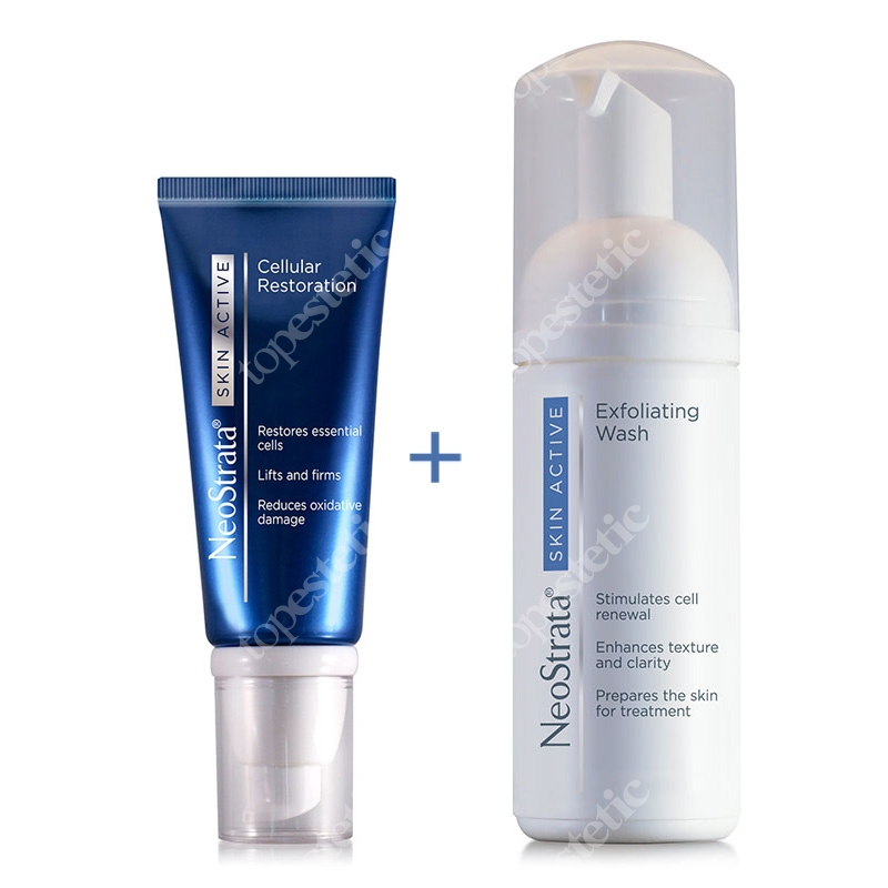 NeoStrata Skin Active Exfoliating Wash + Skin Active Cellular Restoration ZESTAW Złuszczająca pianka do mycia twarzy 125 ml + Odmładzająco-wzmacniający krem na noc 50 g