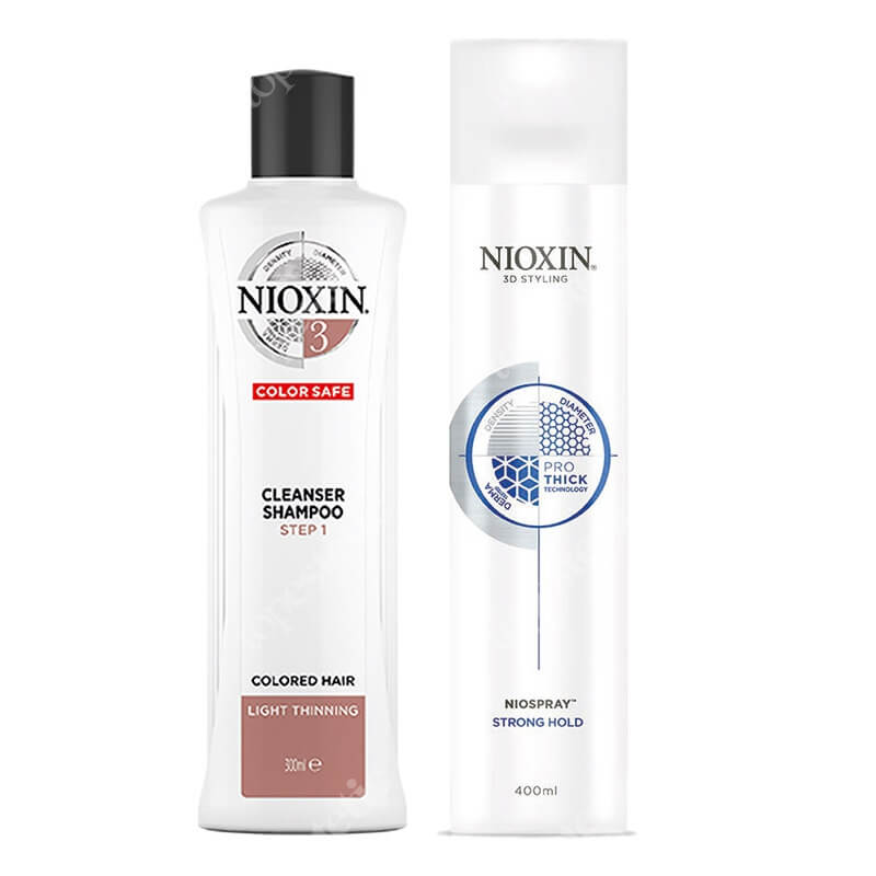 Nioxin Cleanser + Niospray ZESTAW Szampon oczyszczający przeciw wypadaniu 300 ml + Lakier mocno utrwalający 400 ml