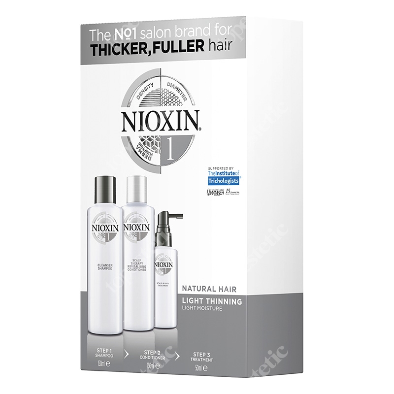 Nioxin System 1 ZESTAW pielęgnacyjny przeciw wypadaniu (włosy naturalne, cienkie, lekko przerzedzone) 150, 150, 50 ml