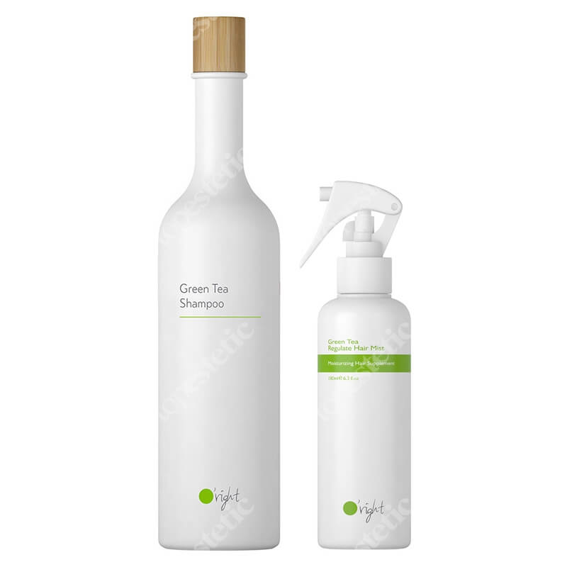 O right Green Tea Shampoo + Green Tea Regulate Hair Mist ZESTAW Szampon wzmacniający do włosów normalnych 400 ml + Nawilżająca mgiełka z ekstraktem z zielonej herbaty 180 ml