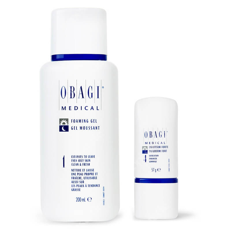 Obagi Codzienna Pielęgnacja Cery TŁustej i Mieszanej ZESTAW Żel pieniący 200 ml + Krem złuszczający na dzień dla skóry w kierunku tłustej 57 g