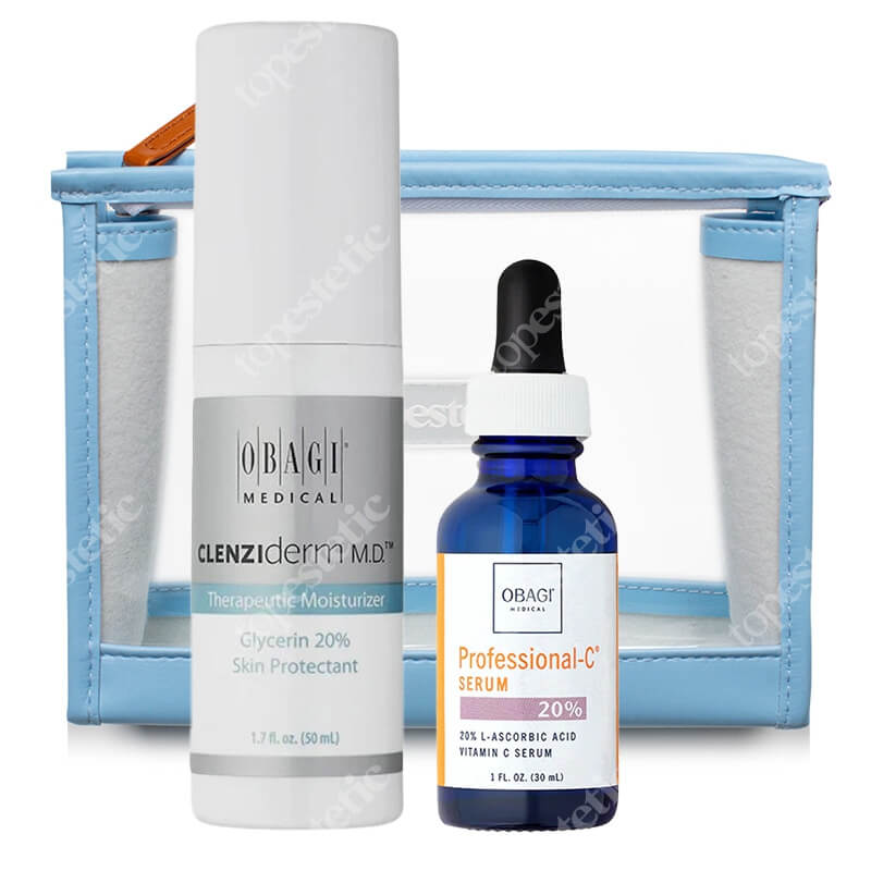 Obagi Professional - C Serum 20% + Therapeutic Moisturizer ZESTAW Serum w formie kwasu L-askorbinowego 30 ml + Terapeutyczny krem nawilżający z 20% gliceryną 50 ml + Kosmetyczka 1 szt