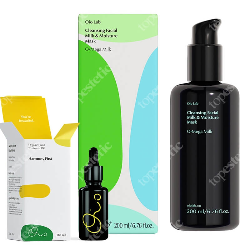 Oio Lab Harmony Set ZESTAW Oczyszczające Mleczko i Nawilżająca Maska do Twarzy 200 ml + Organiczna kuracja olejkowa do twarzy 30 ml